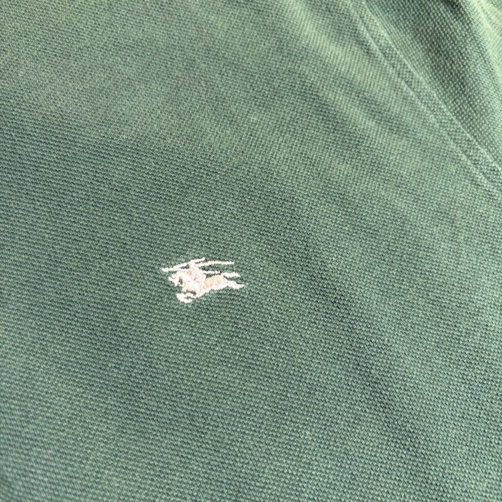 Burberry London Mens Green Pique Polo Shirt Embroidered Knight Logo Size M. - Picture 3 of 8